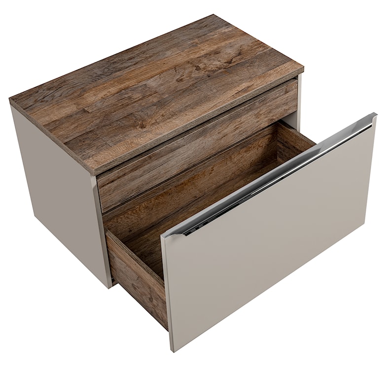 Szafka pod umywalkę Olimmi 80 cm szara/dąb santa z blatem  - zdjęcie 7