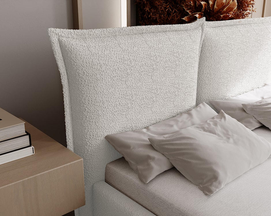 Łóżko tapicerowane 180x200 cm Fianno z pojemnikiem kremowe boucle  - zdjęcie 4
