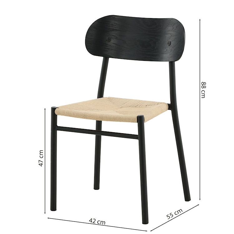 Krzesło drewniane Blimment plecione siedzisko beżowo/czarne  - zdjęcie 7