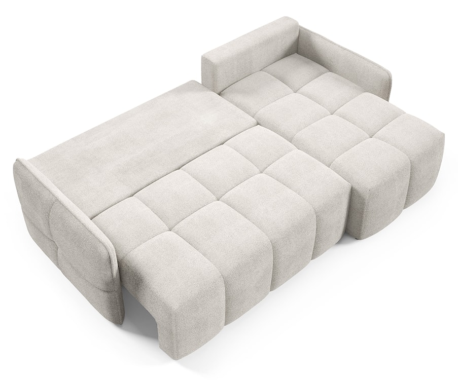 Narożnik z funkcją spania Fluffi L-kształtny uniwersalny z pojemnikiem kremowy boucle  - zdjęcie 3