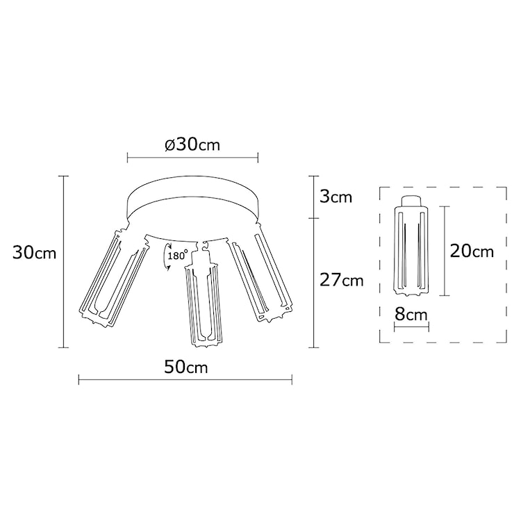 Lampa sufitowa Naomet x3 na okrągłej podsufitce czarna  - zdjęcie 3