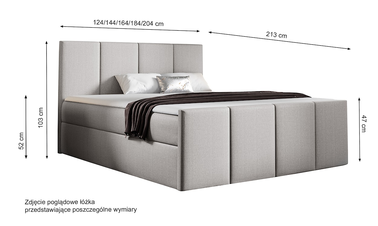 Łóżko kontynentalne Morrone 180x200 z dwoma pojemnikami, materacem i topperem ciemnoszare  - zdjęcie 3