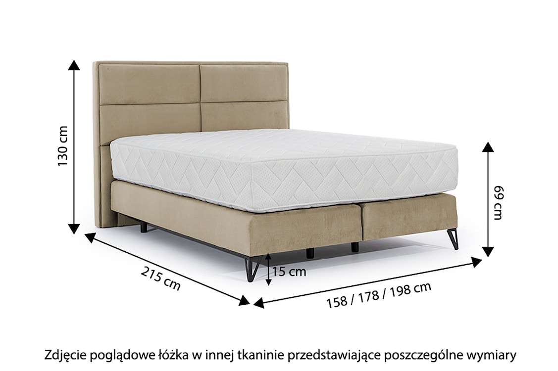 Łóżko kontynentalne 180x200 cm Fabeiro granatowe velvet  - zdjęcie 5