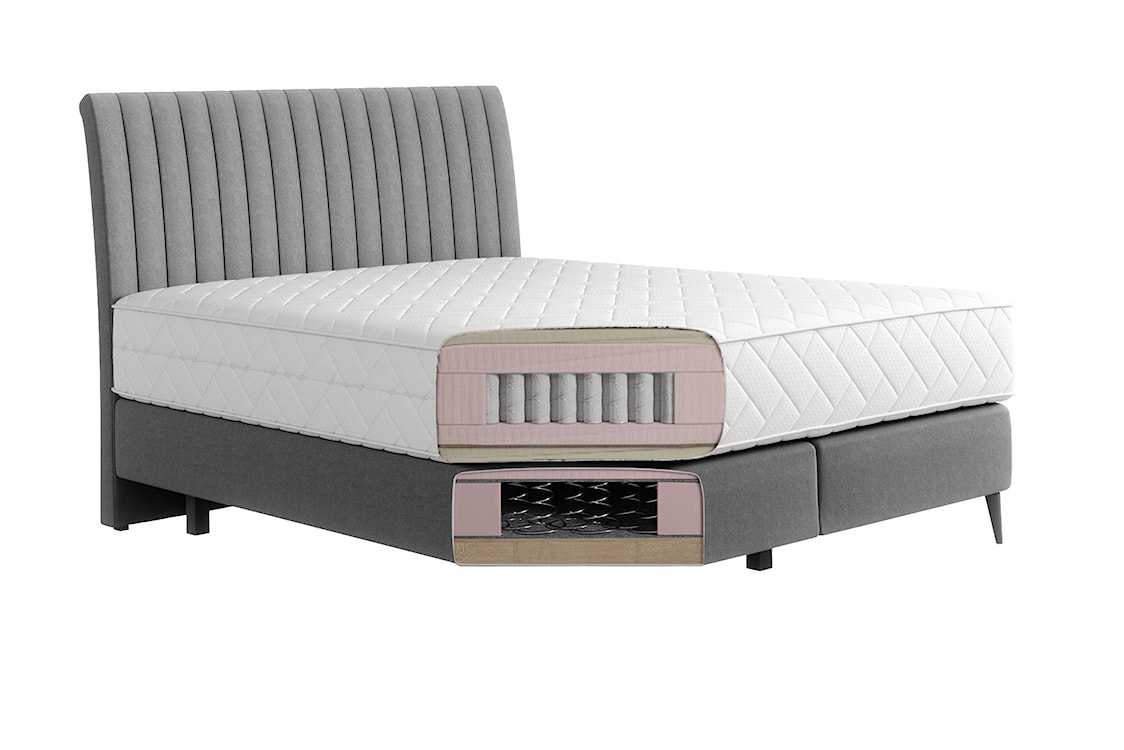 Łóżko kontynentalne 160x200 cm Cartelle szare  - zdjęcie 4