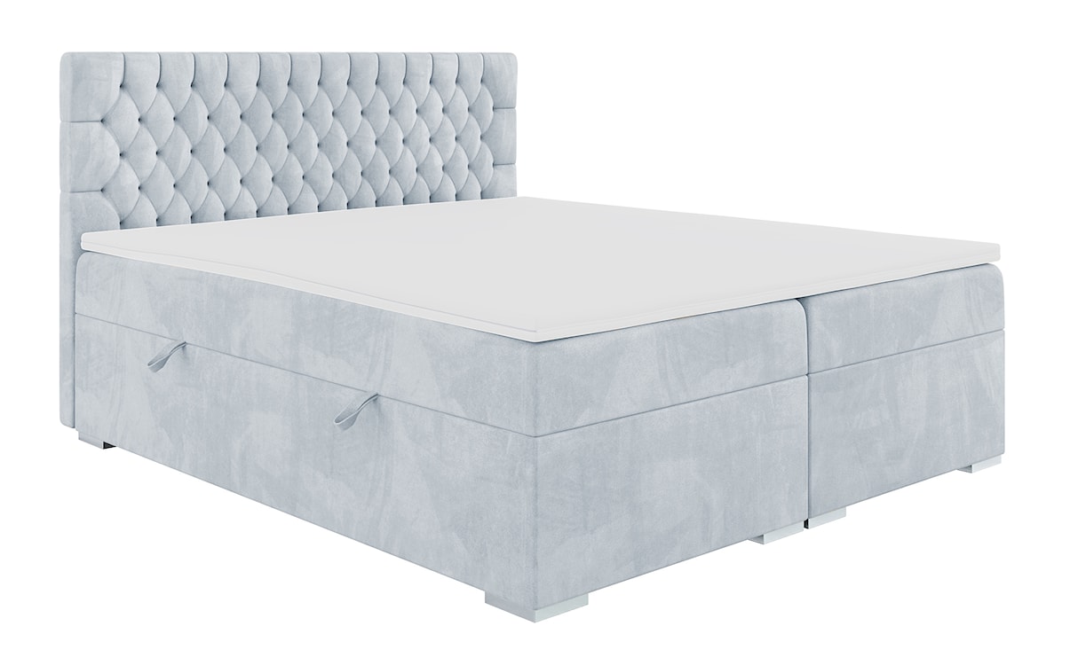 Łóżko kontynentalne 160x200 cm Persival z pojemnikami i topperem błękitne welur  - zdjęcie 3