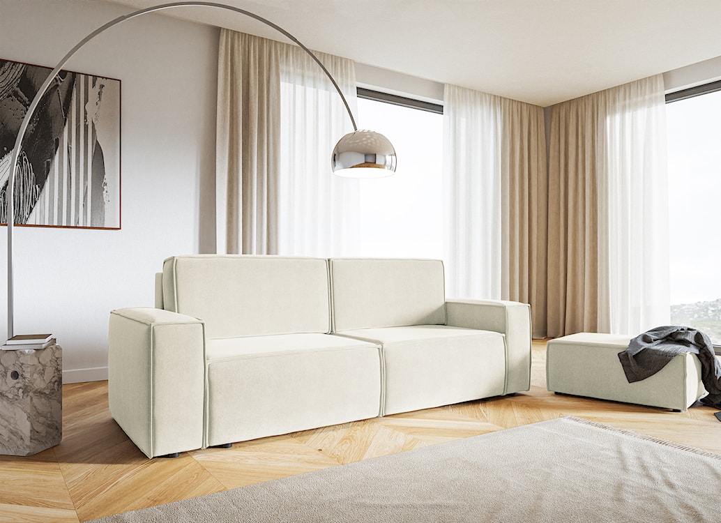 Pufa Copertino 65x90 cm kremowa welur hydrofobowy  - zdjęcie 2