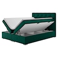 Łóżko kontynentalne 140x200 cm Lubekka z pojemnikami i topperem zielone welur hydrofobowy
