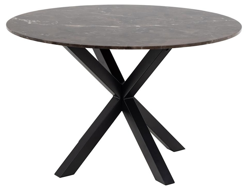 Stół do jadalni okrągły Kardema 120 cm brązowy marmur na czarnych nogach  - zdjęcie 5