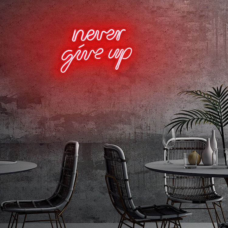 Neon na ścianę Letely z napisem Never Give Up czerwony  - zdjęcie 5