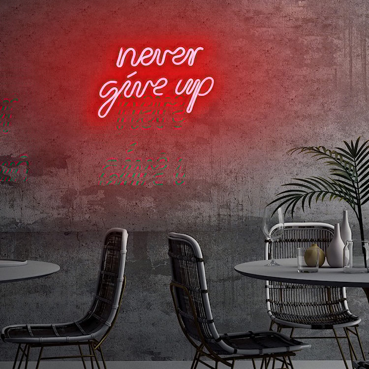 Neon na ścianę Letely z napisem Never Give Up czerwony  - zdjęcie 5