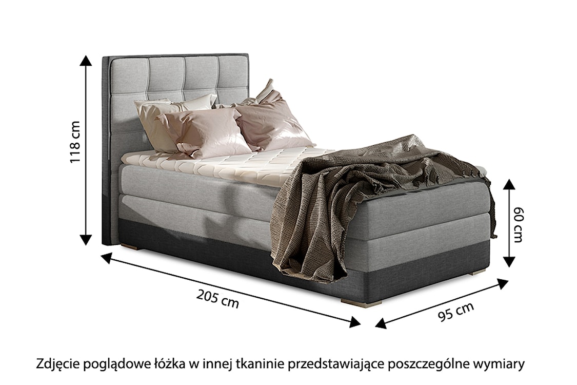 Łóżko kontynentalne Yassan 90x200 cm jednoosobowe z pojemnikiem różowe / czarne welwet / ekoskóra prawostronne  - zdjęcie 5