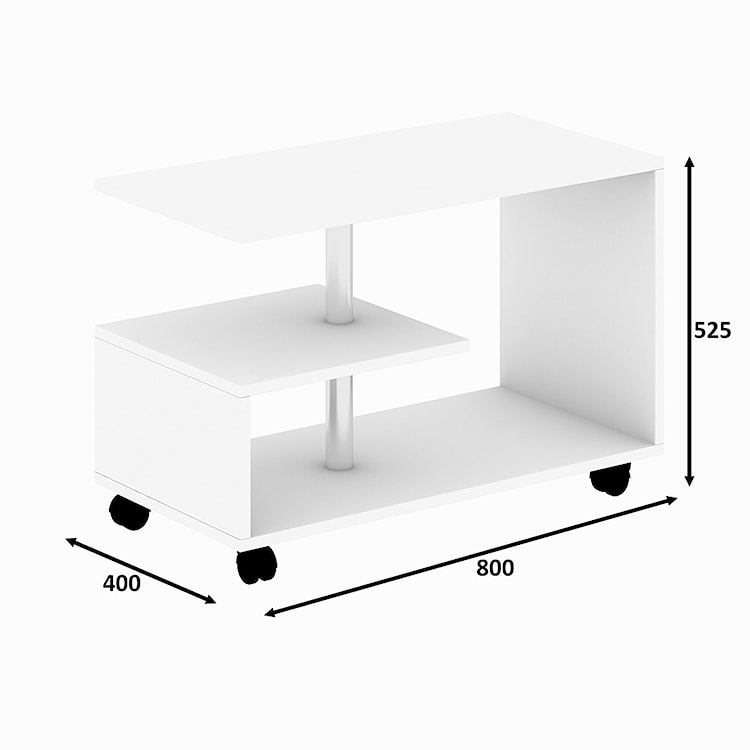 Stolik kawowy Kafill na kółkach 40x80 cm biały  - zdjęcie 5