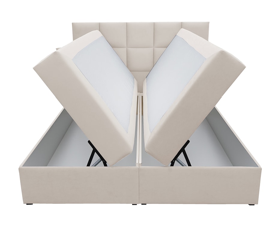 Łóżko kontynentalne  140x200 cm Capelio z pojemnikami i materacami bonellowymi kremowe welur hydrofobowy  - zdjęcie 5