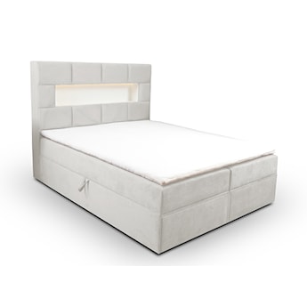 Łóżko kontynentalne 160x200 cm Celaeno z pojemnikami, tapperem i materacem kieszeniowym kremowe