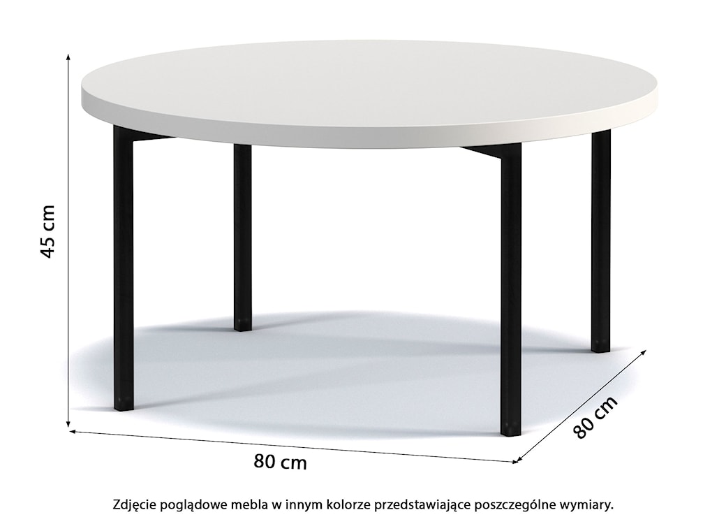 Stolik kawowy Kortala okrągły 80 cm biały połysk  - zdjęcie 3