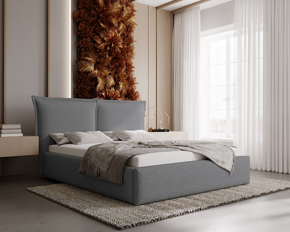 Łóżko tapicerowane 180x200 cm Fianno z pojemnikiem ciemnoszare boucle  - zdjęcie 3