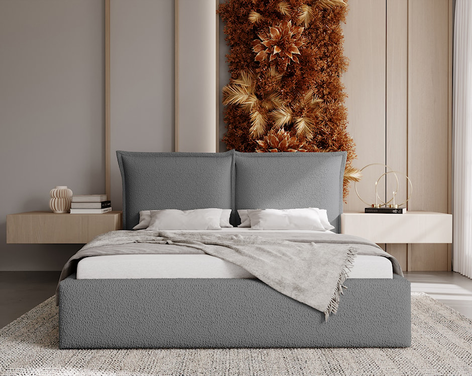 Łóżko tapicerowane 180x200 cm Fianno z pojemnikiem ciemnoszare boucle  - zdjęcie 2