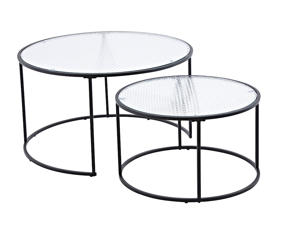 Zestaw dwóch stolików kawowych okrągłych Nostinel średnica 80 i 60 cm szkło/czarne  - zdjęcie 7