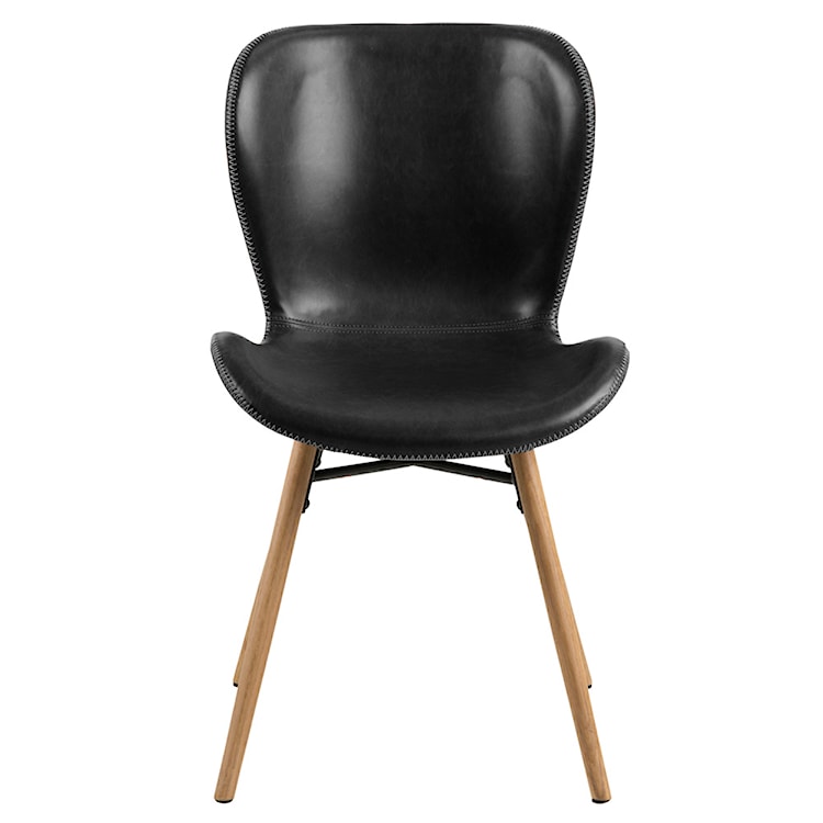 Krzesło tapicerowane Glena czarna ekoskóra na dębowych nóżkach  - zdjęcie 3