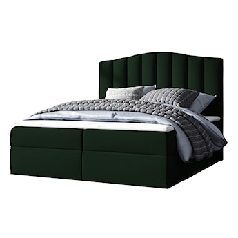 Łóżko kontynentalne Alcudia 180x200 z dwoma pojemnikami, materacem i topperem zielone hydrofobowe