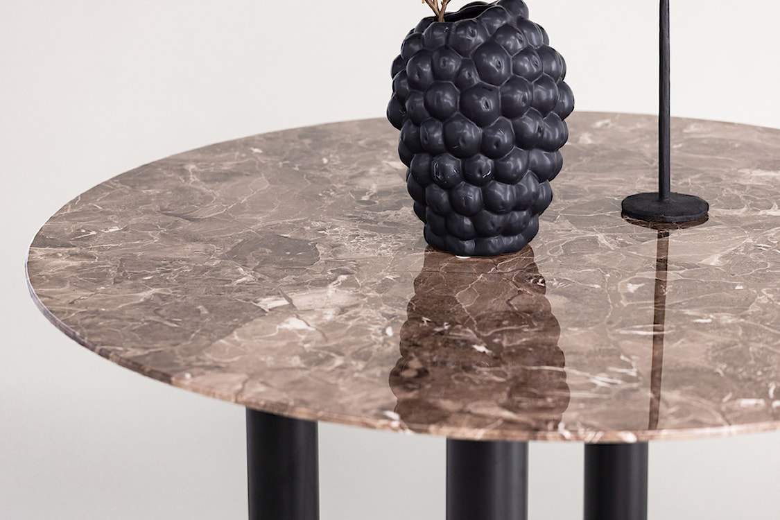 Stół do jadalni Moyells okrągły średnica 106 cm brązowy marmur/czarna podstawa  - zdjęcie 3