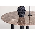 Stół do jadalni Moyells okrągły średnica 106 cm brązowy marmur/czarna podstawa  - zdjęcie 3
