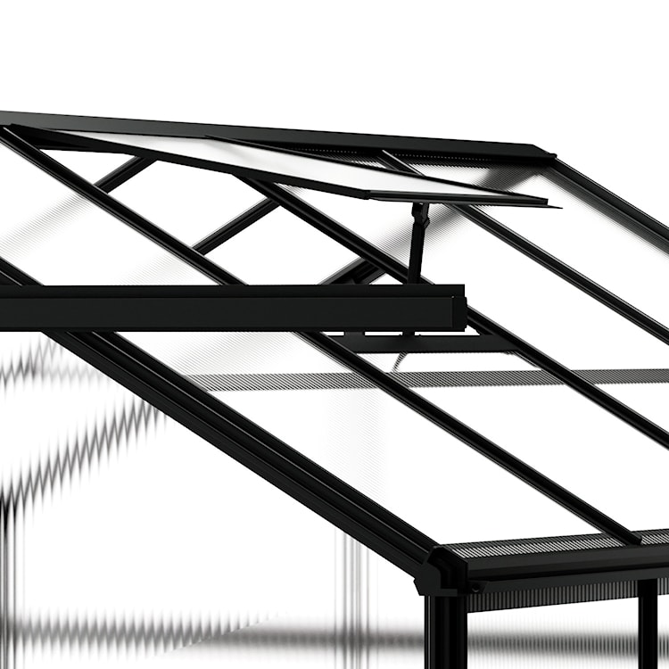 Szklarnia ogrodowa aluminiowa poliwęglanowa 4,51 m2 czterosekcyjna z fundamentem 184x245 cm czarna  - zdjęcie 4