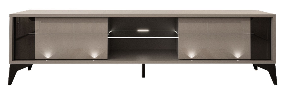 Szafka RTV Kovlar 161 cm szara / szary połysk z led 