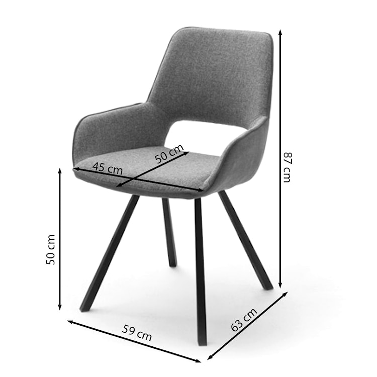 Krzesło z podłokietnikami Swicalle obrotowe ciemnoszare  - zdjęcie 3