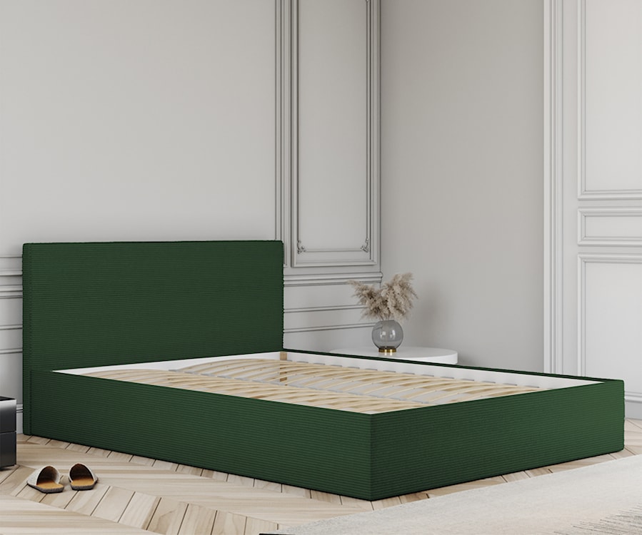Łóżko tapicerowane 180x200 cm Campile z pojemnikiem zielone sztruks  - zdjęcie 4