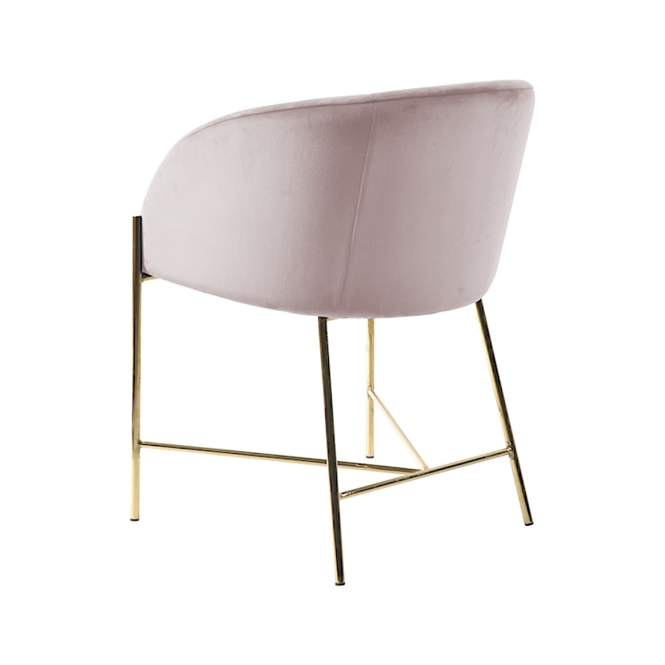 Krzesło tapicerowane Ribioc różowy welur na złotych nogach  - zdjęcie 6