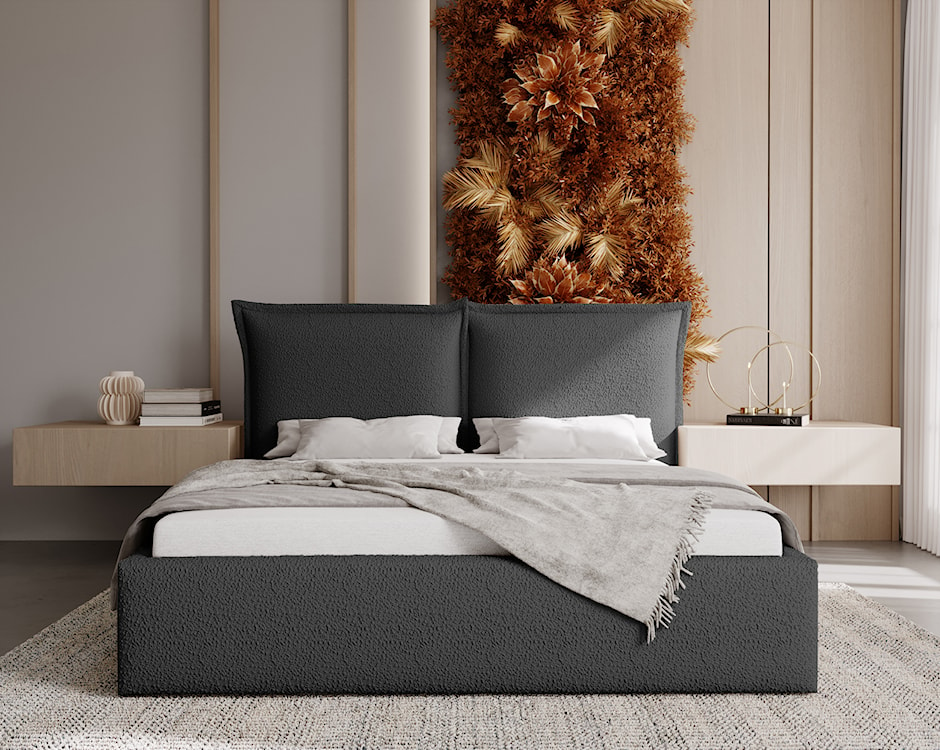 Łóżko tapicerowane 180x200 cm Fianno z pojemnikiem grafitowe boucle  - zdjęcie 2