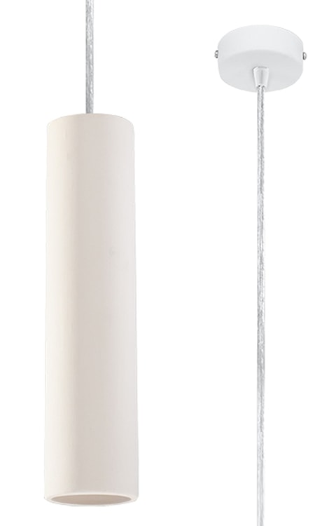 Lampa wisząca Siegg z ceramiki cylindryczna średnica 7,5 cm biała 