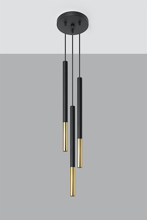 Lampa wisząca Lagga średnica 20 cm x3 czarna/złota  - zdjęcie 5