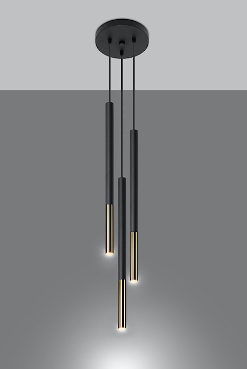 Lampa wisząca Lagga średnica 20 cm x3 czarna/złota  - zdjęcie 4
