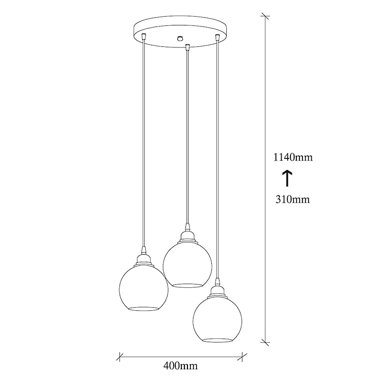 Lampa wisząca Communis x3 kaskada dymiony klosz 40 cm  - zdjęcie 11