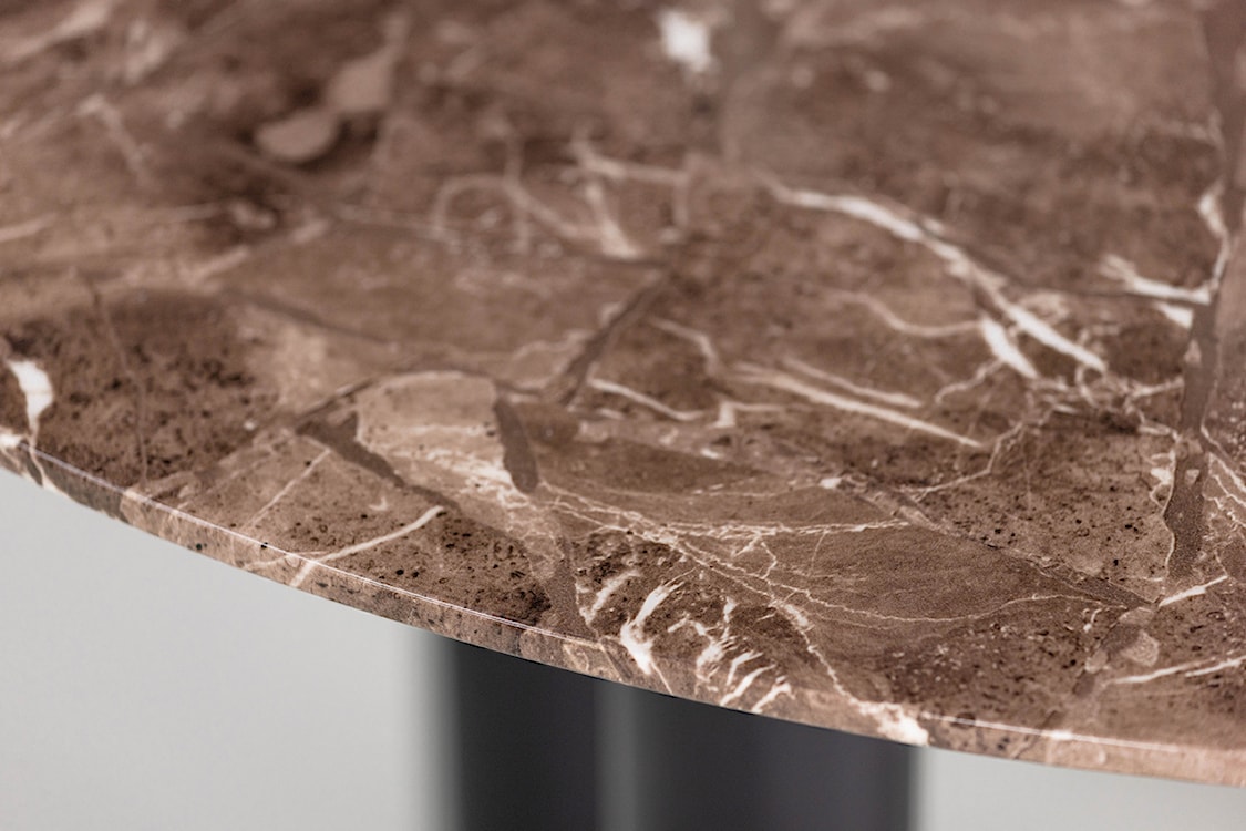 Stół do jadalni Moyells okrągły średnica 106 cm brązowy marmur/czarna podstawa  - zdjęcie 2
