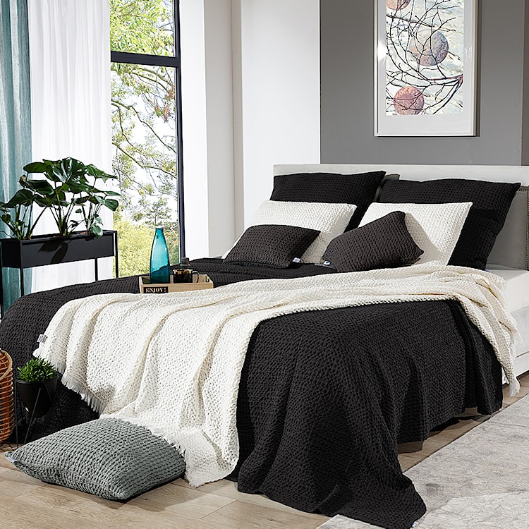 Narzuta na łóżko Alpinia 160x240 cm bawełniana antracytowa  - zdjęcie 2