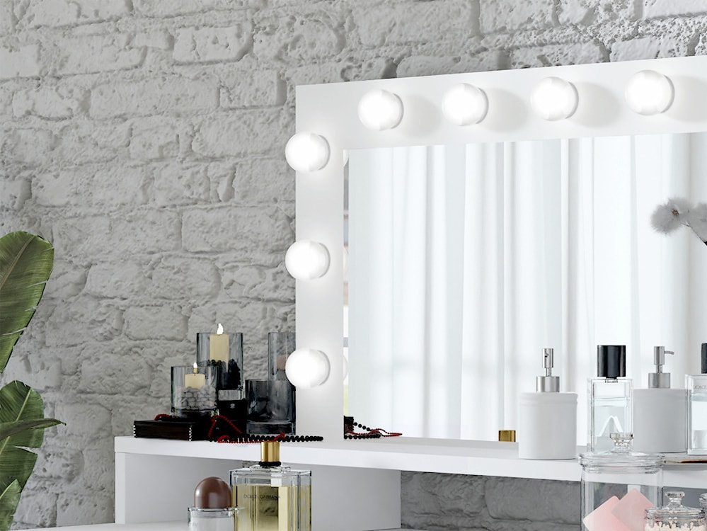 Toaletka Lasabi z lustrem LED i trzema szufladami Biały  - zdjęcie 4
