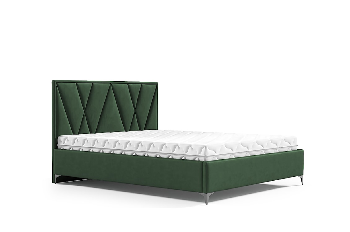 Łóżko tapicerowane 140x200 cm Sermide z pojemnikiem butelkowa zieleń welur łatwoczyszczący  - zdjęcie 3