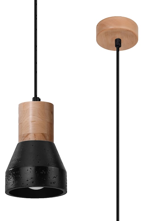 Lampa wisząca Obett średnica 10 cm x1 czarny/naturalny 
