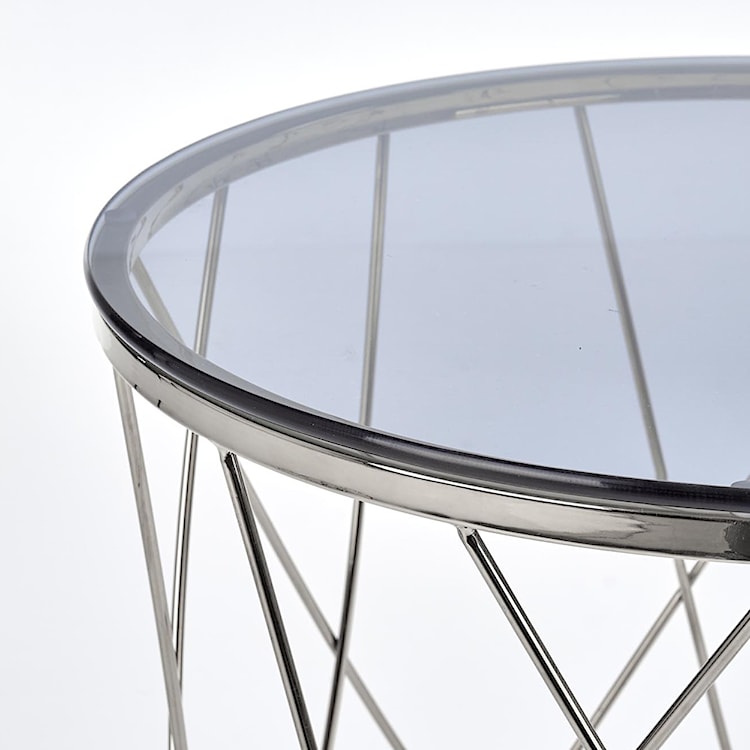 Stolik kawowy Monck średnica 55 cm dymione szkło-chrom  - zdjęcie 7