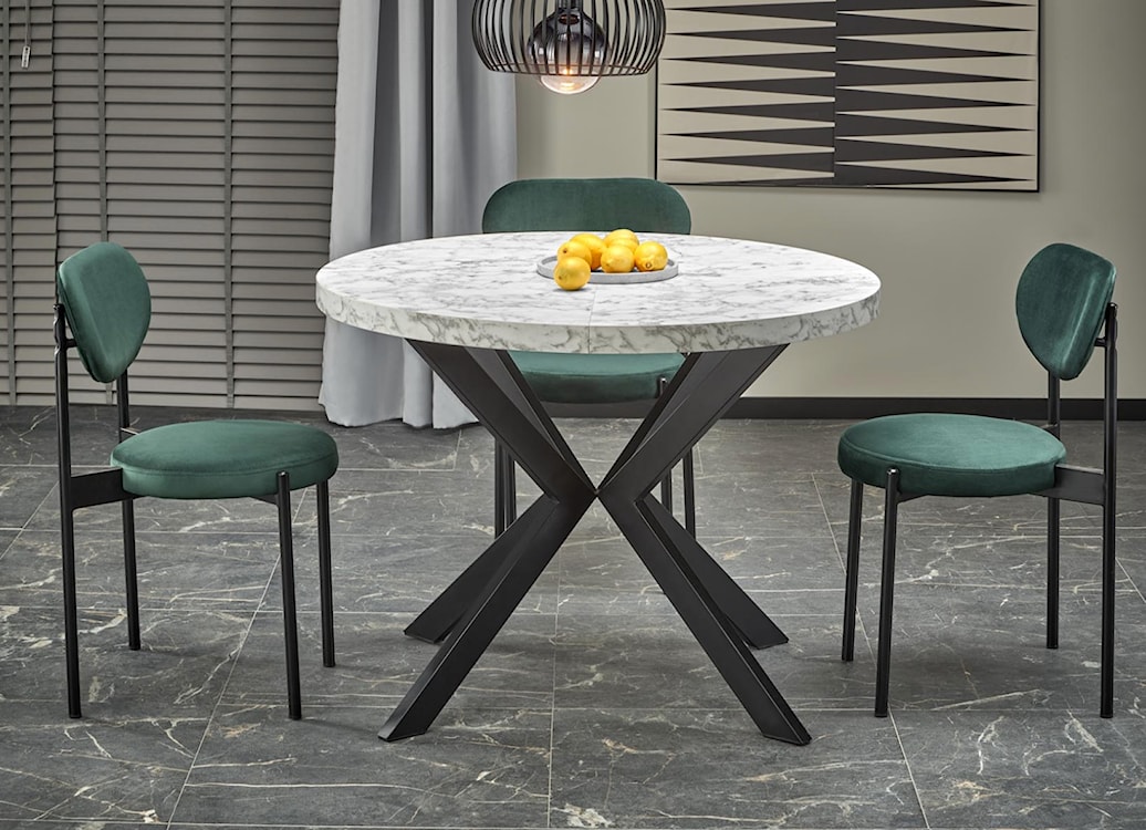 Stół rozkładany Obereler 100-250x100 cm biały marmur/ czarny  - zdjęcie 2