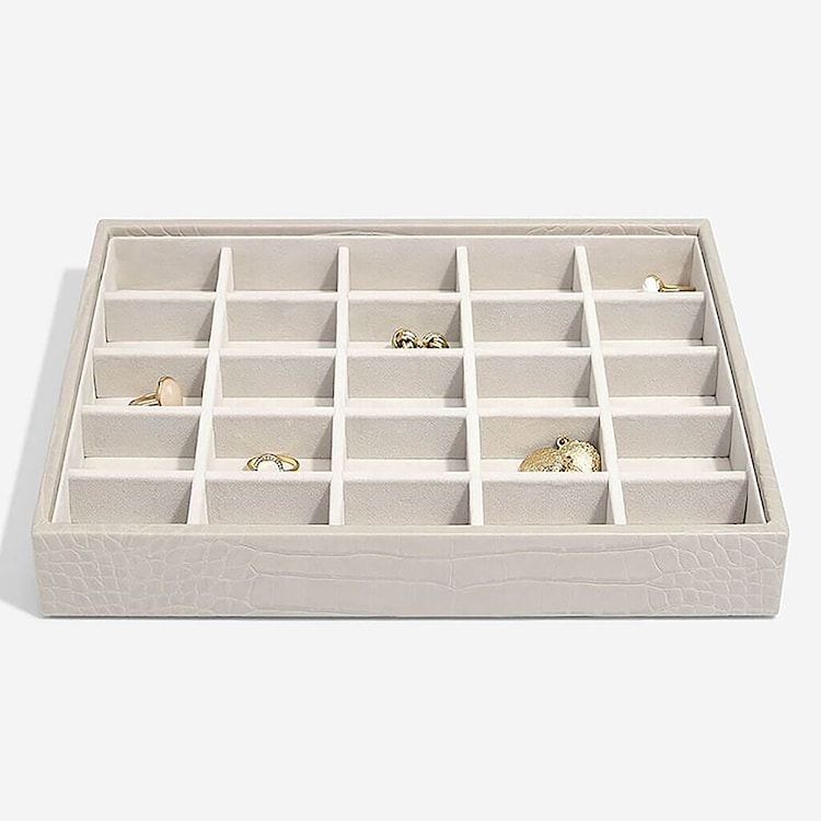 Szkatułka na biżuterię Classic jewellery Box beżowa z wytłaczanym wzorem  - zdjęcie 9