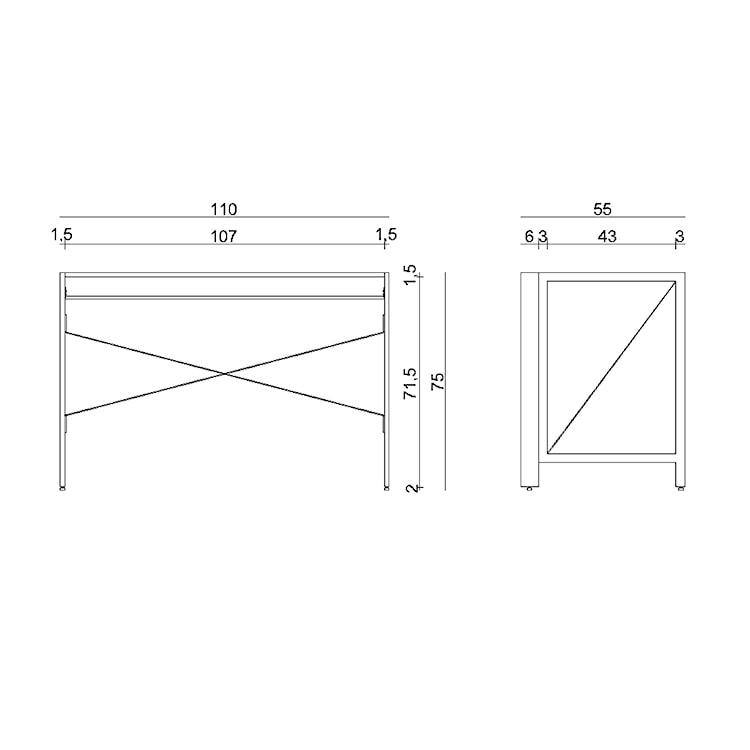 Biurko składane industrialne Quick 110x55 cm czarne-golden teak  - zdjęcie 6