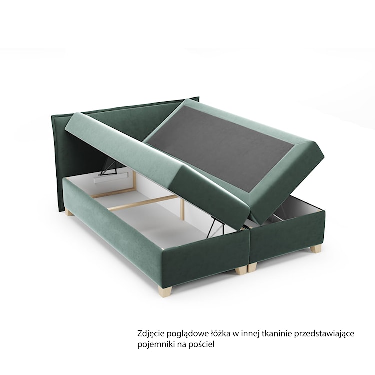 Łóżko kontynentalne 180x200 cm Froncle z pojemnikami i topperem zielone  - zdjęcie 5