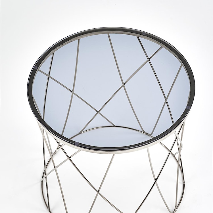 Stolik kawowy Monck średnica 55 cm dymione szkło-chrom  - zdjęcie 3
