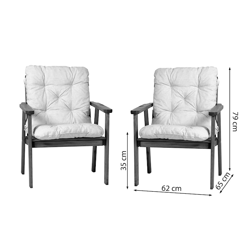 Zestaw dwóch krzeseł ogrodowych Mccarns białe z beżowymi poduszkami  - zdjęcie 2