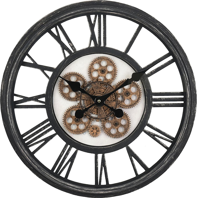 Zegar ścienny Kaeng czarny vintage średnica 50 cm 