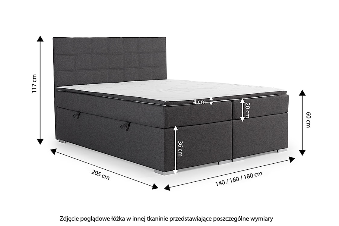 Łóżko kontynentalne Feglai 160x200 cm z pojemnikiem kremowe ekoskóra  - zdjęcie 5